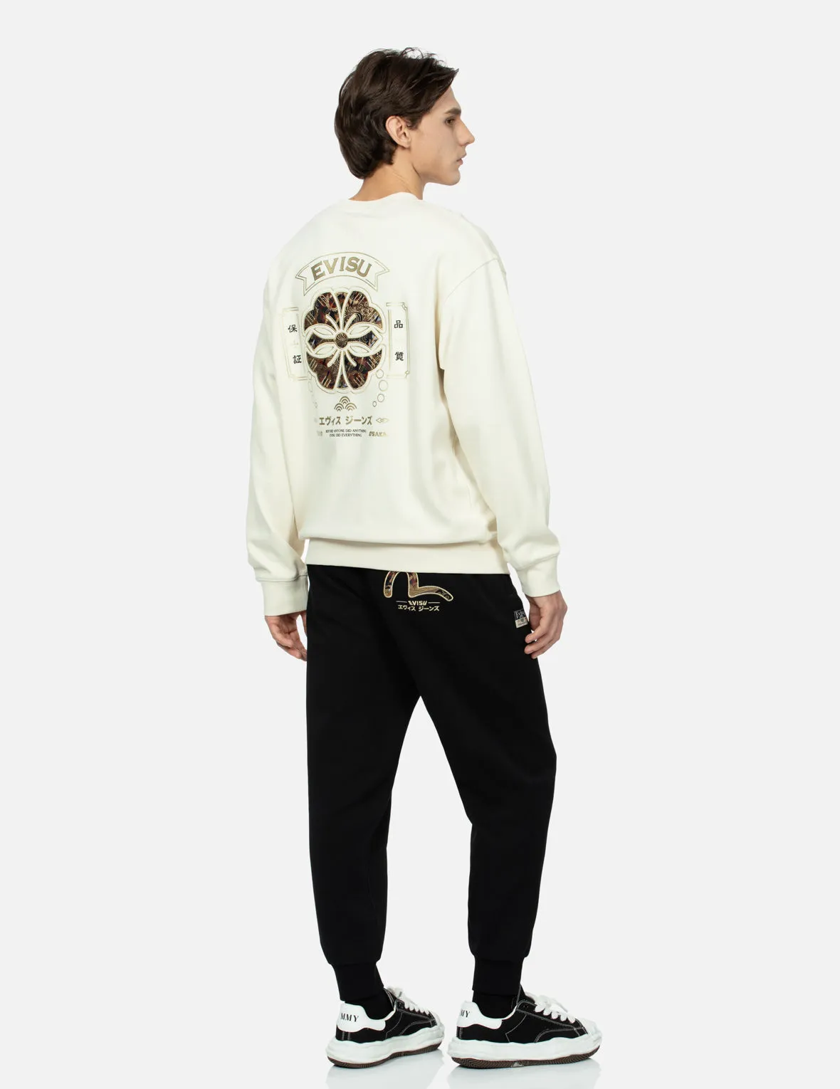 Seagull and Kamon Brocade Appliqué Relax Fit Sweatshirt