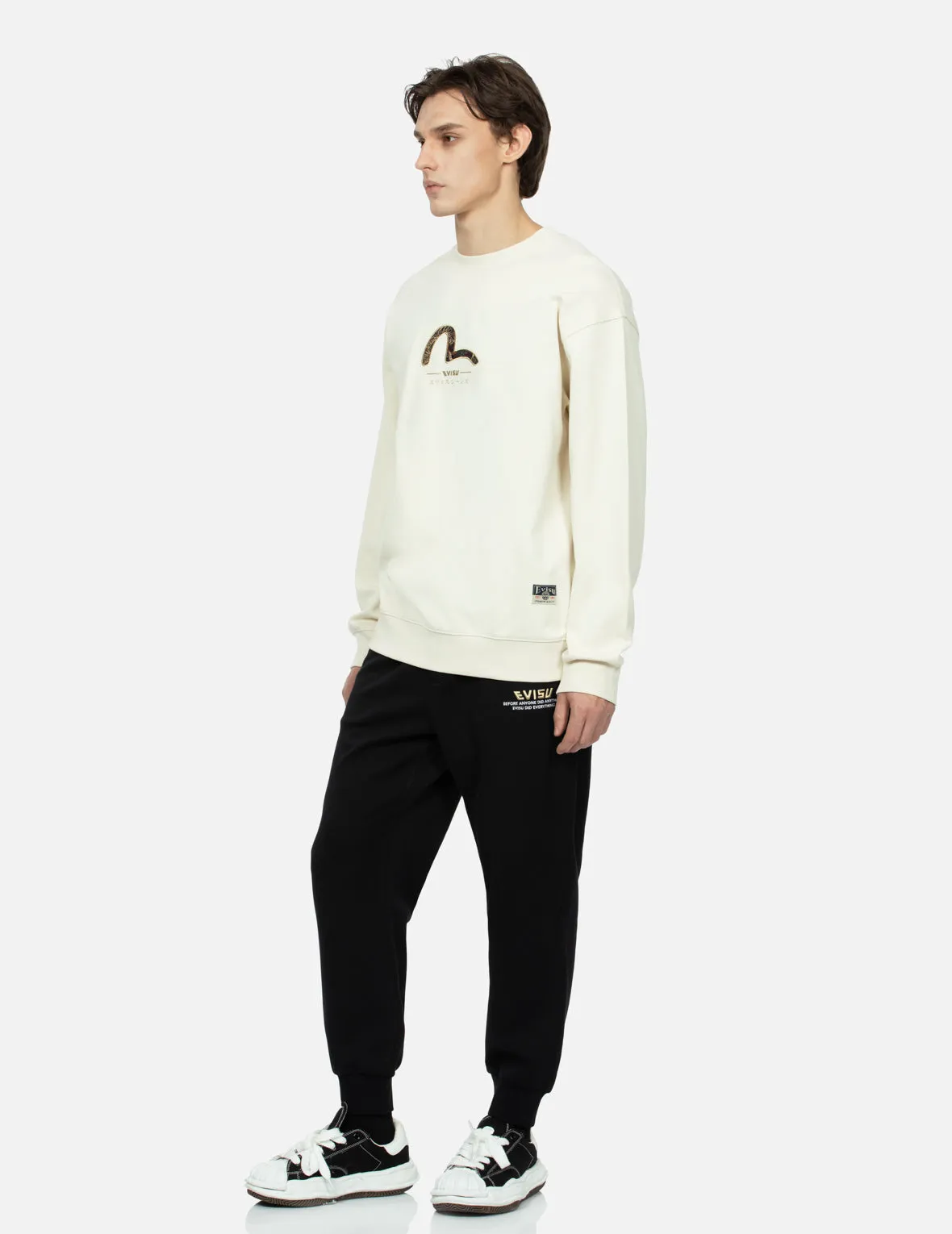 Seagull and Kamon Brocade Appliqué Relax Fit Sweatshirt