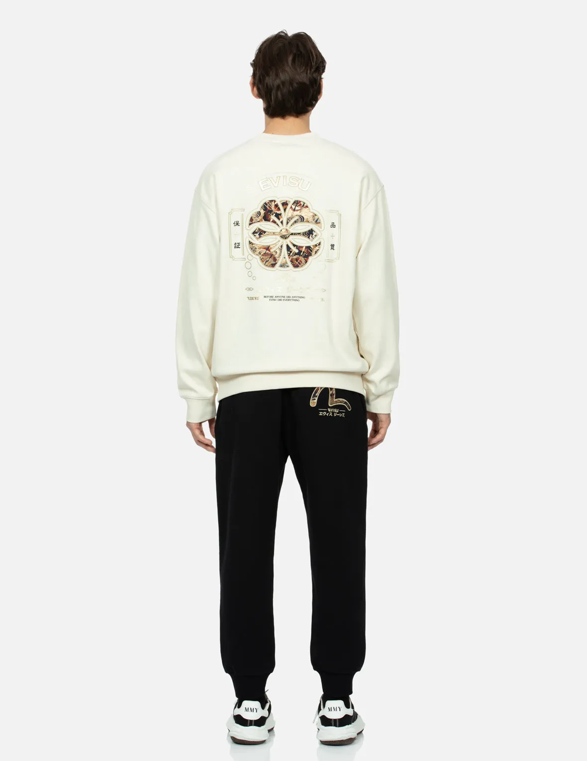 Seagull and Kamon Brocade Appliqué Relax Fit Sweatshirt