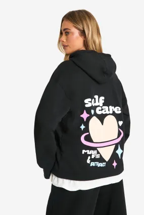 Self Care Printed Oversized Hoodie