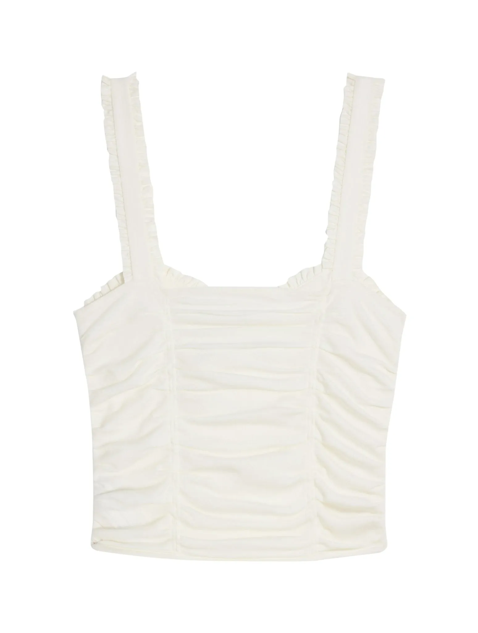 SHORT RUFFLED TOP IN COTTON AND SILK JERSEY