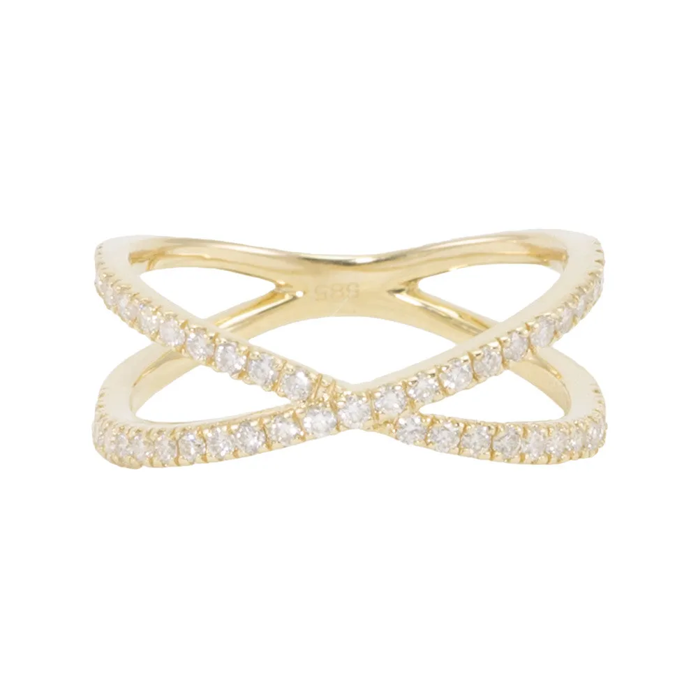 Slim Criss Cross Diamond Ring