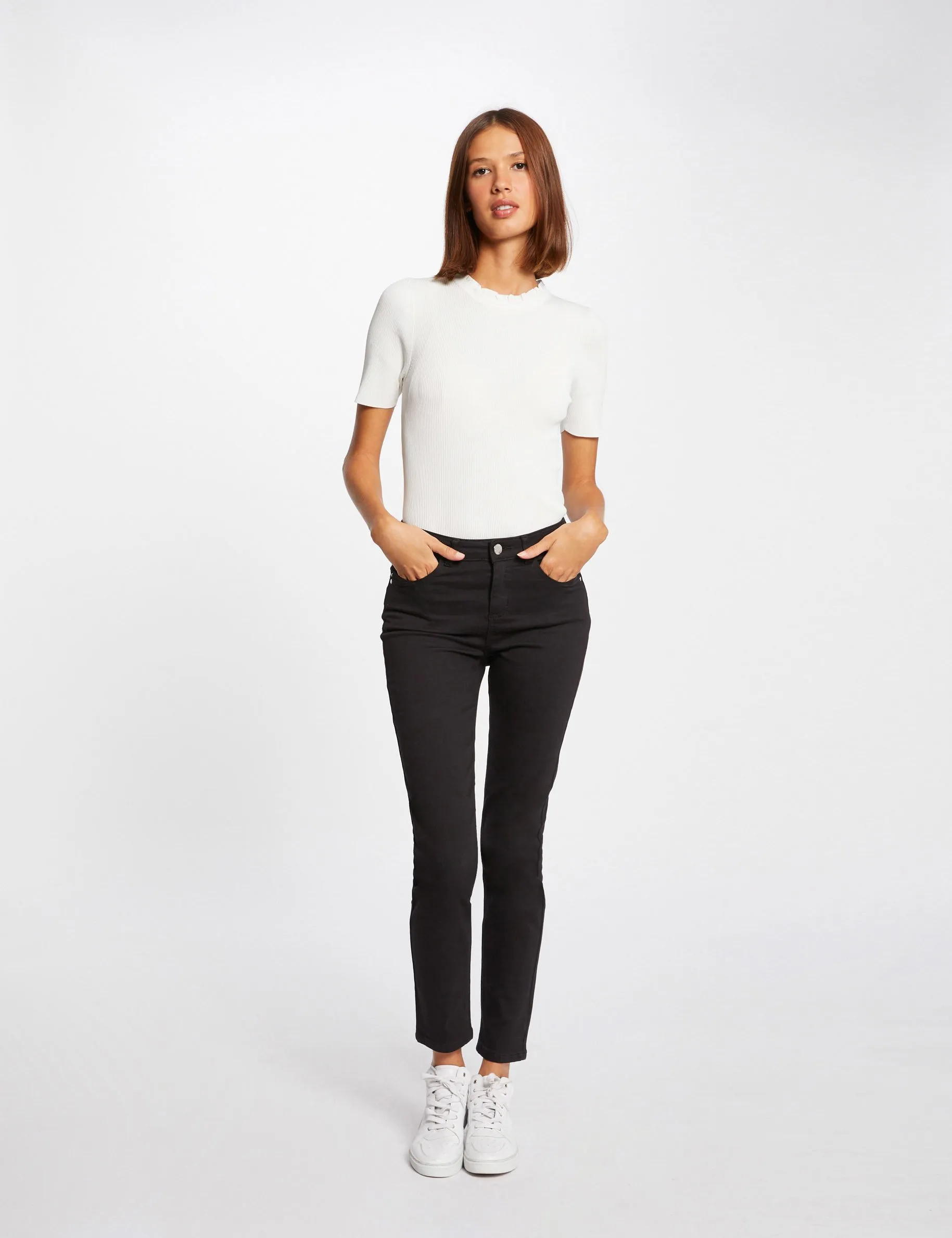 Slim standard-waisted trousers black women