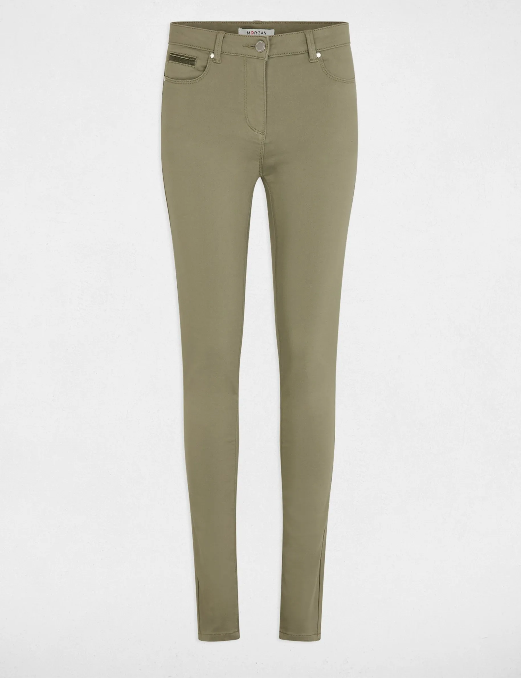 Slim standard-waisted trousers khaki green women