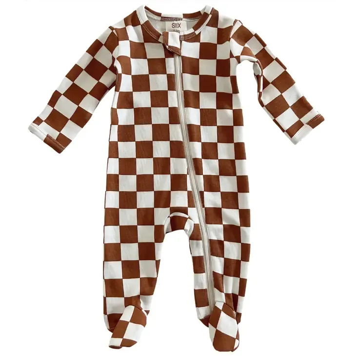 Stracciatella Checkerboard / Organic Zip Footie