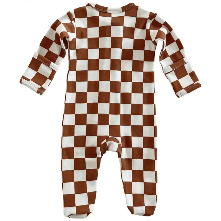 Stracciatella Checkerboard / Organic Zip Footie