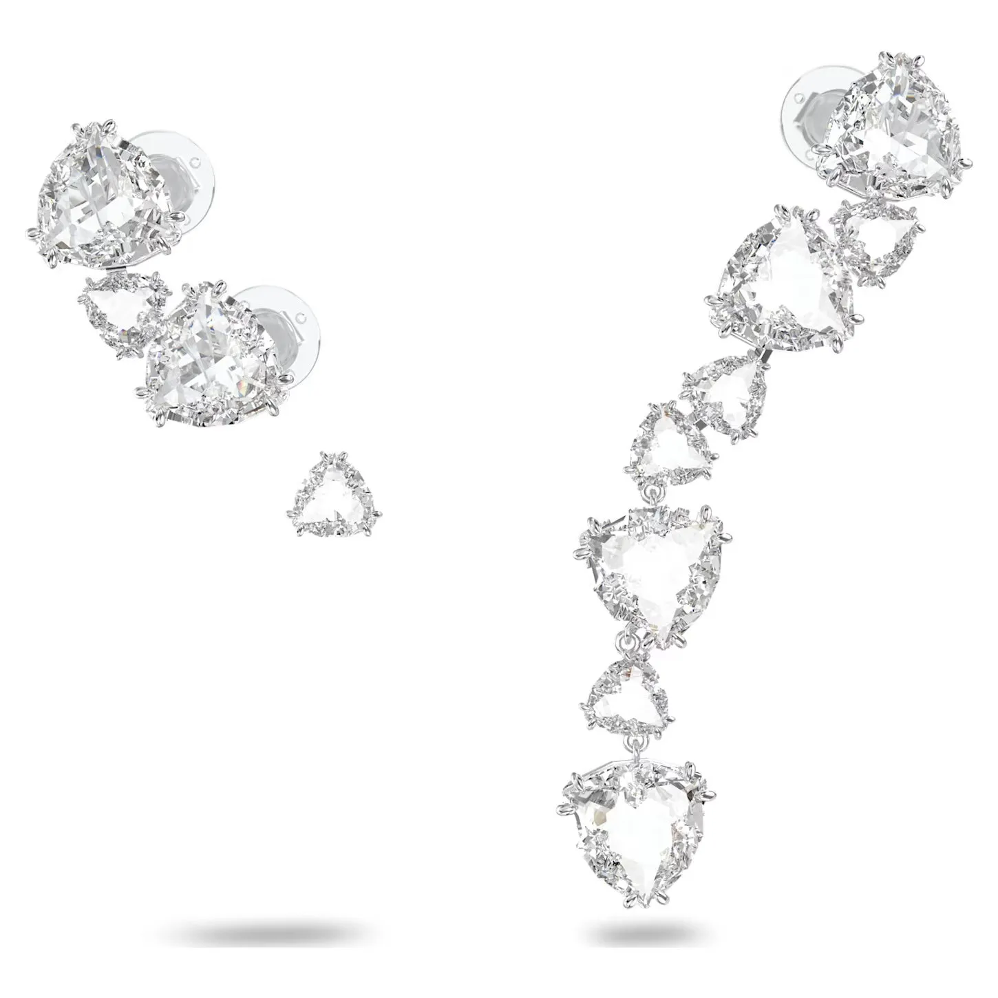 Swarovski Millenia ear cuff Set (3), Asymmetrical design, White, Rhodium plated -5602846