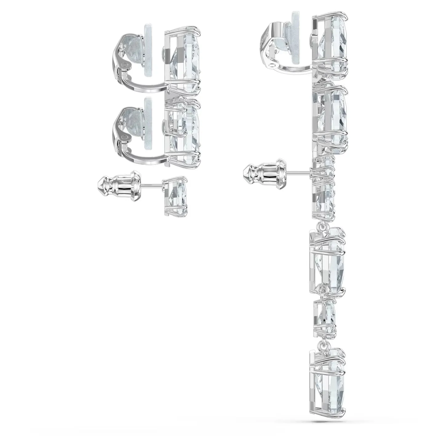 Swarovski Millenia ear cuff Set (3), Asymmetrical design, White, Rhodium plated -5602846