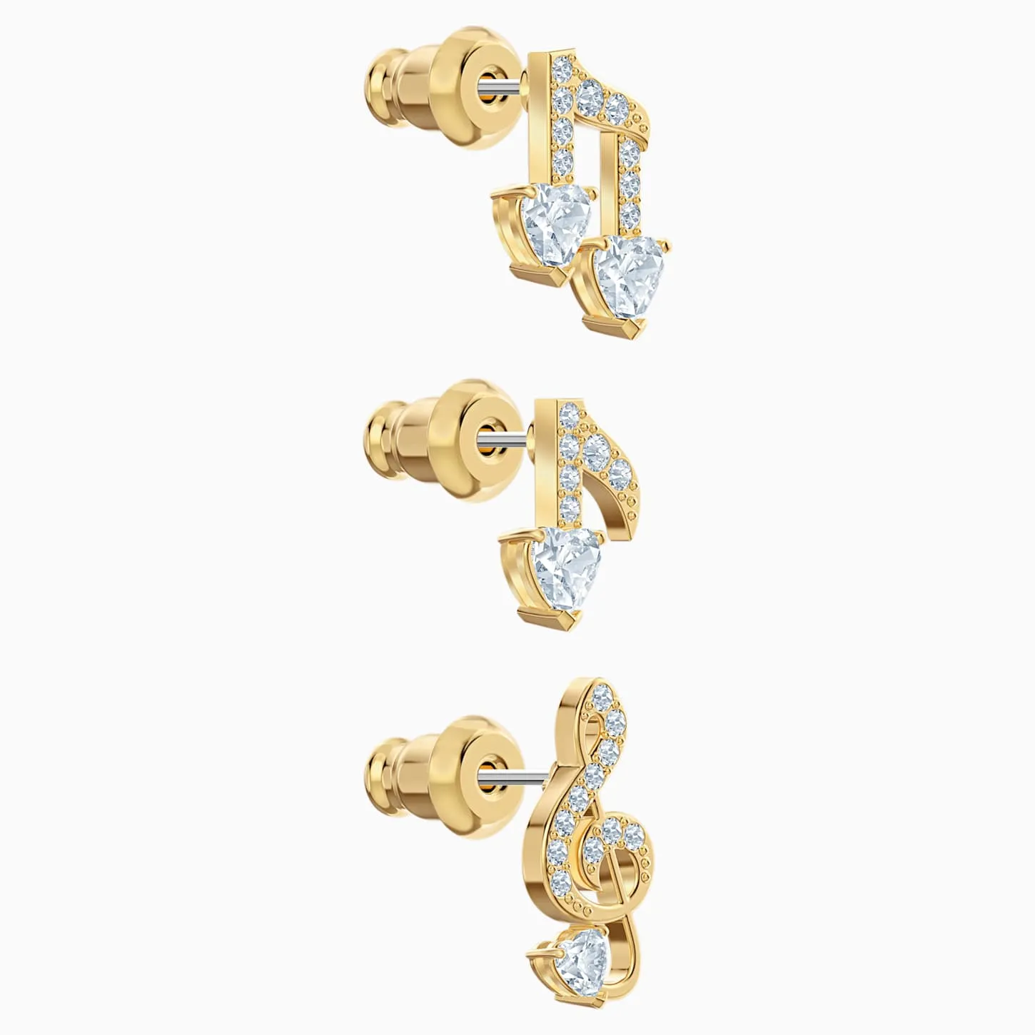 Swarovski PLEASANT PIERCED EARRINGS SET, Music Notes, Gold Tone -5491659