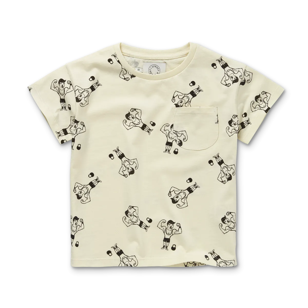 T-SHIRT POCKET STRONG MAN PRINT