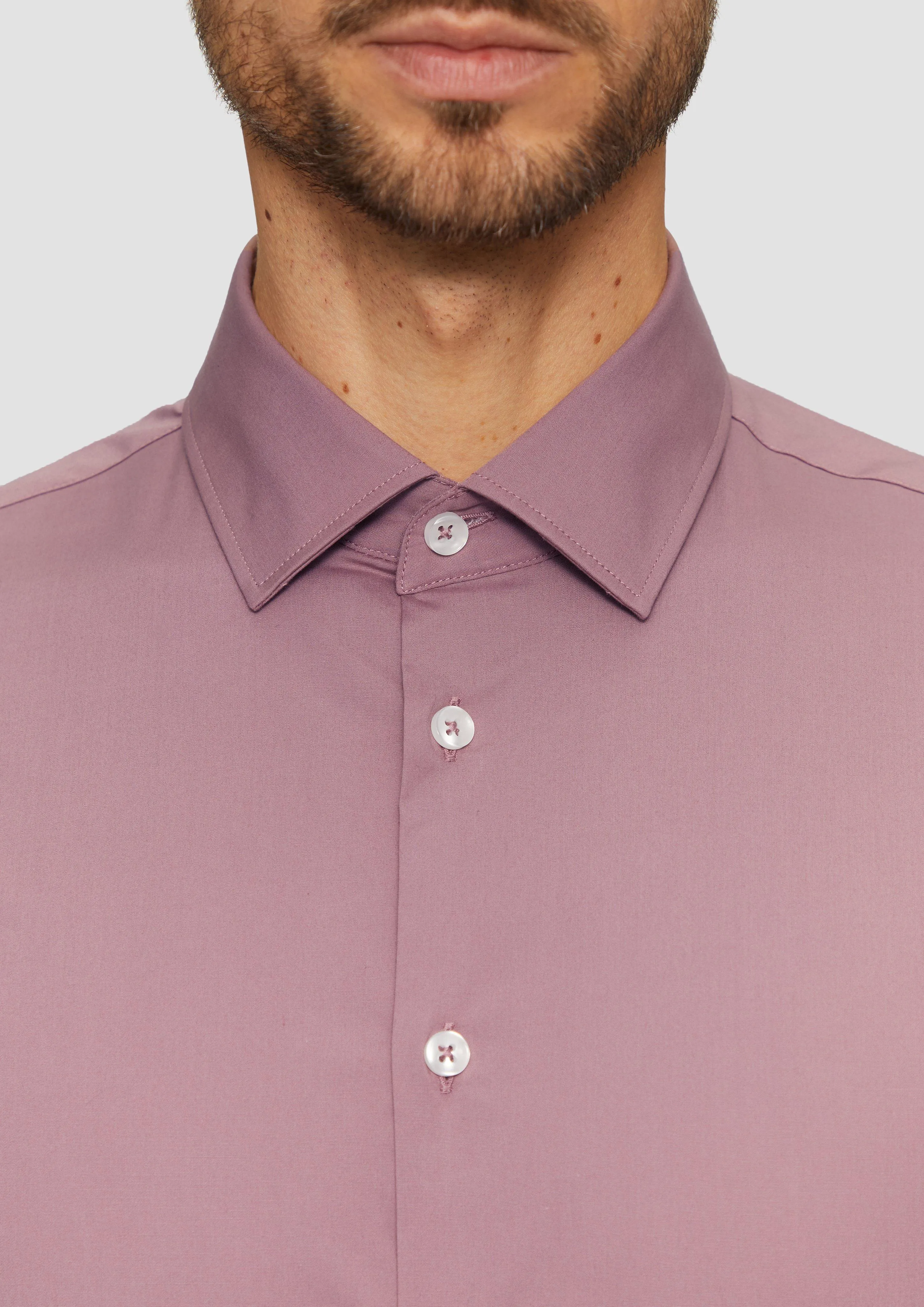 Tailored fit: stretch cotton shirt with a Kent collar