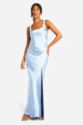 Tall Bridesmaid Satin Square Neck Maxi Dress