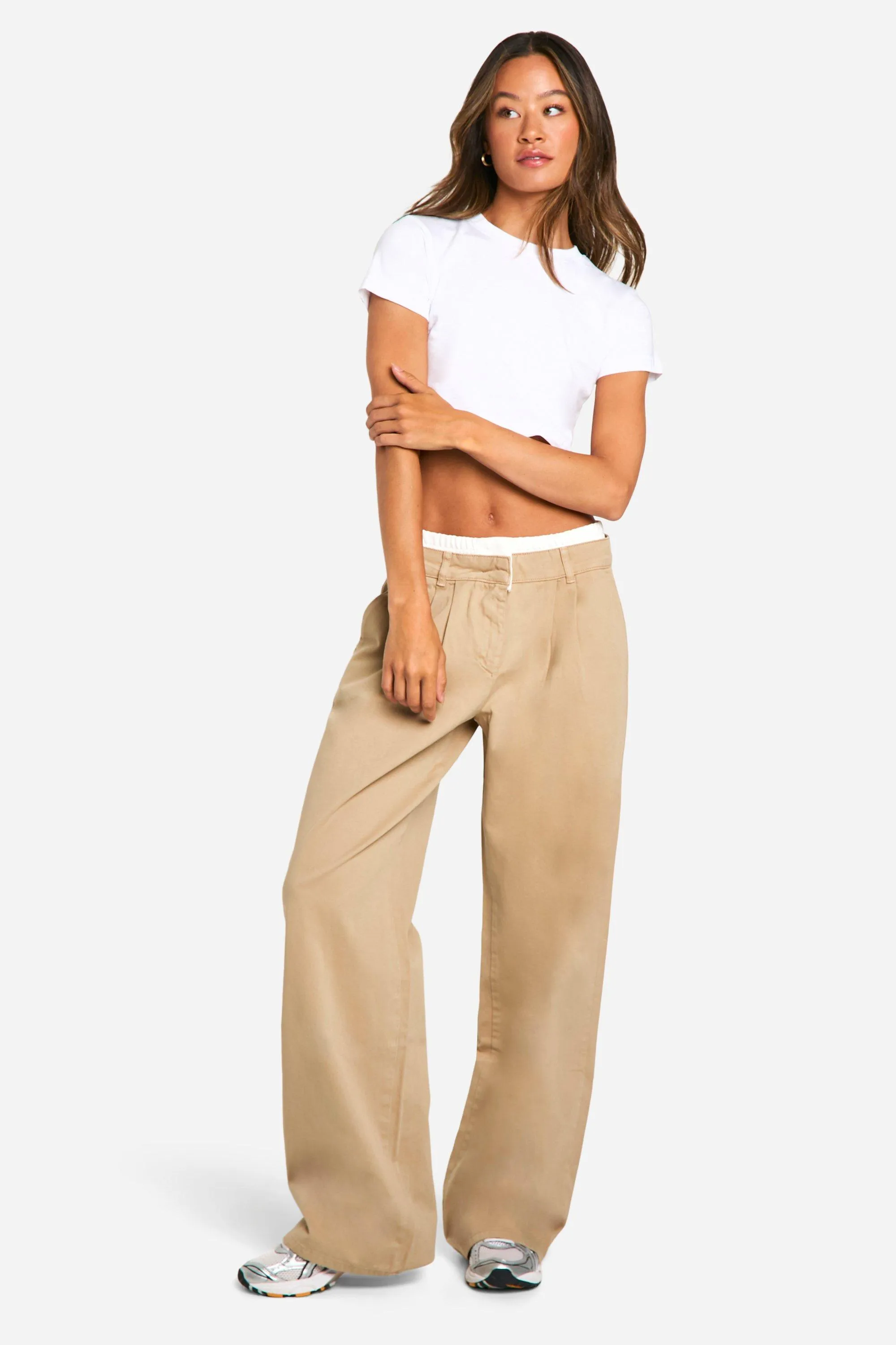 Tall Contrast Waistband Straight Leg Jeans