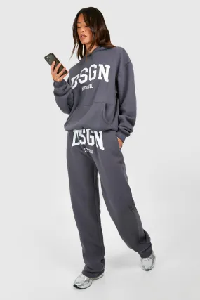 Tall Dsgn Studio Slogan Hooded Straight Leg Tracksuit