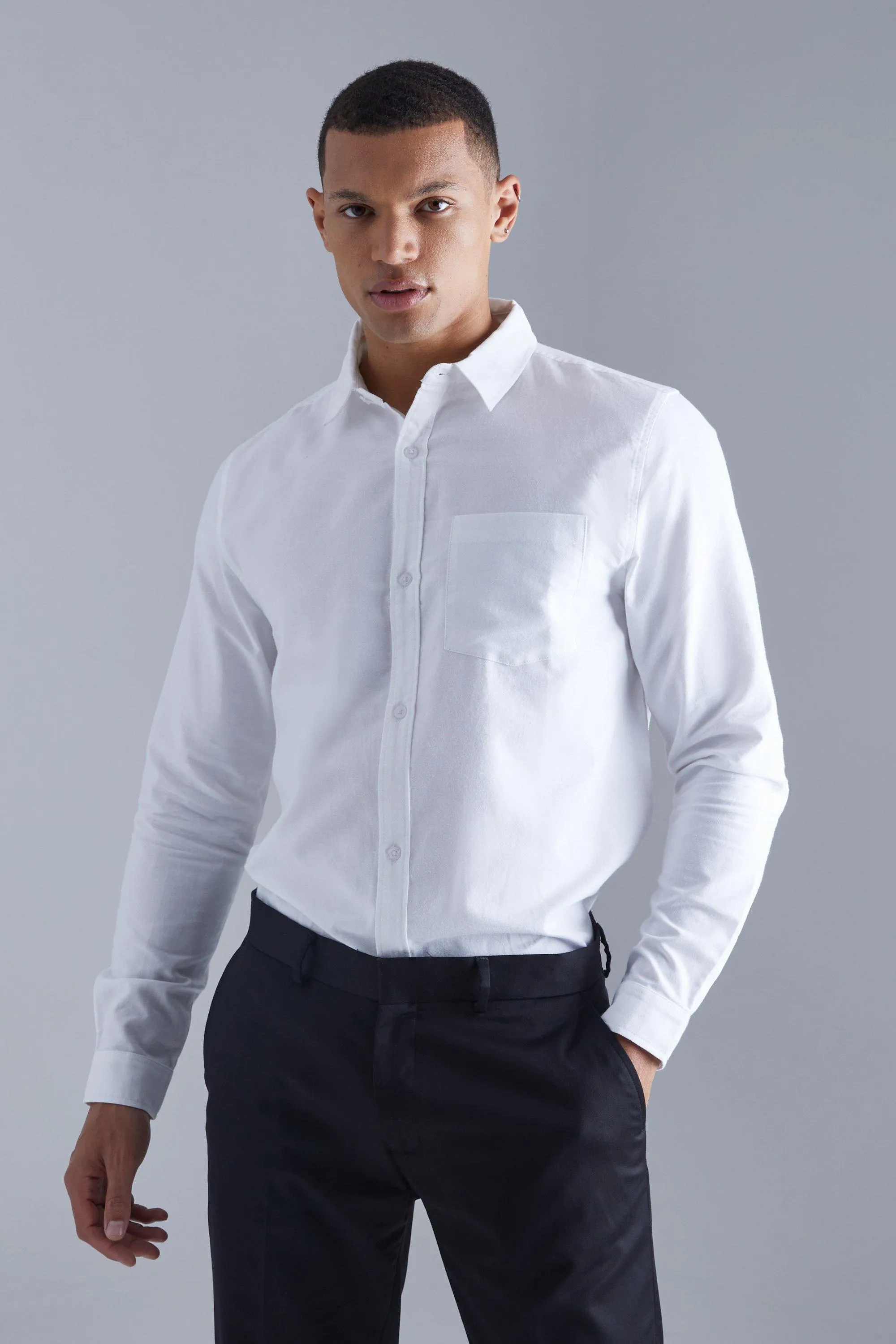 Tall Long Sleeve Oxford Shirt | boohooMAN UK