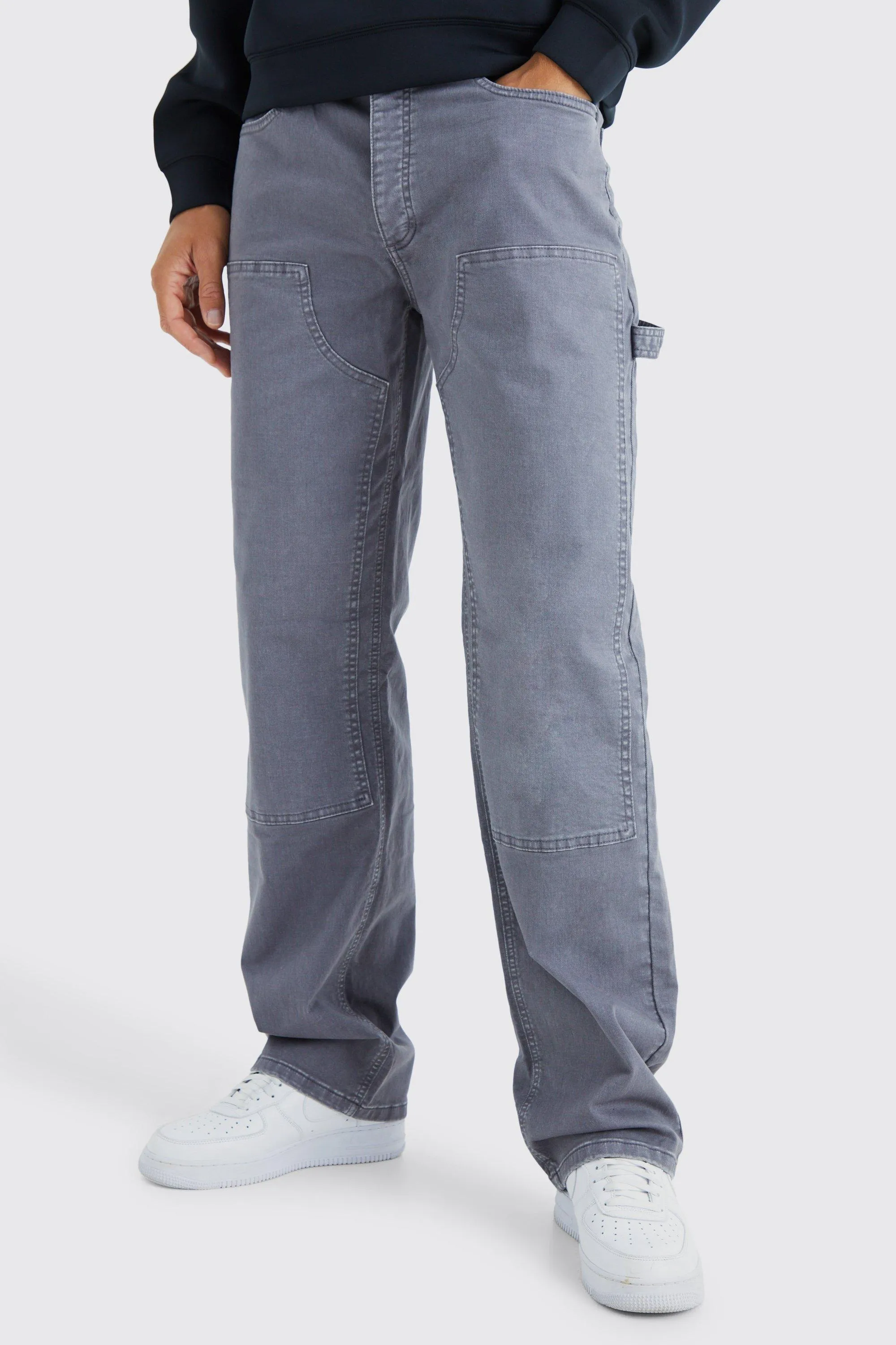 Tall Relaxed Overdye Carpenter Trouser | boohooMAN UK