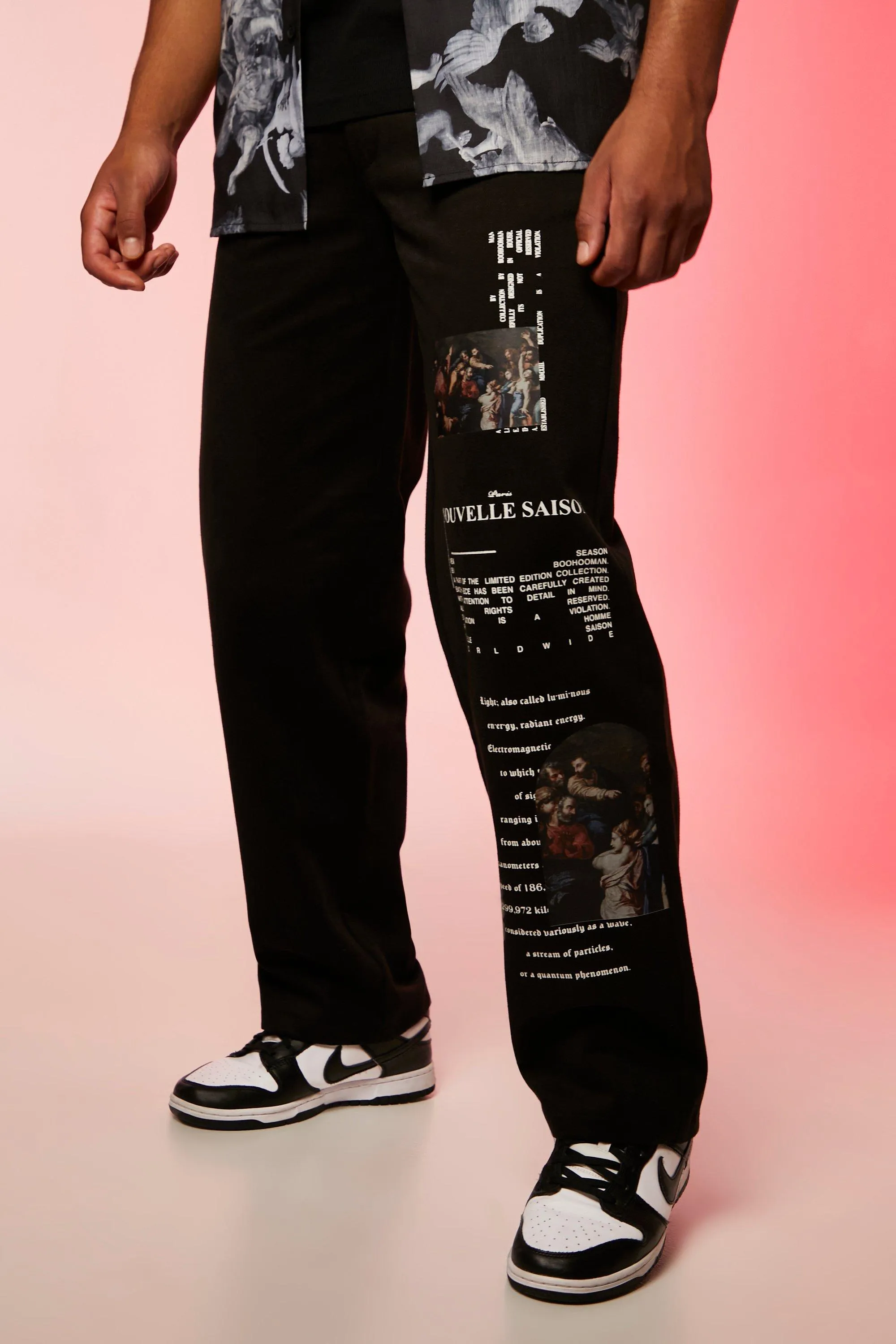 Tall Renaissance Print Baggy Fit Twill Trouser