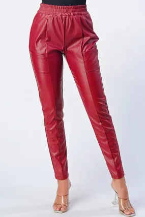 Tbc Womens Burgandy Pleather Jogger