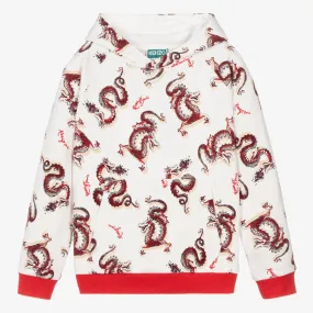 Teen Ivory & Red Dragon Cotton Hoodie