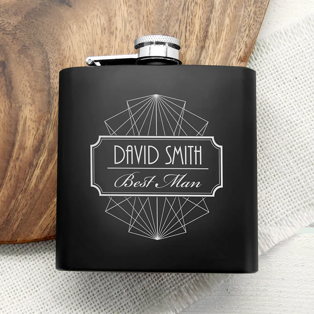 Thank You For Being My Best Man Black Matte Hip Flask