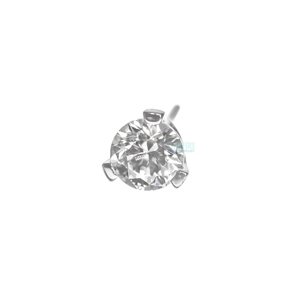 threadless: 2.5mm 3 Prong-Set Faceted Gem End