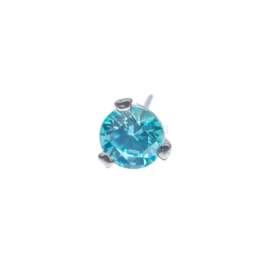 threadless: 2.5mm 3 Prong-Set Faceted Gem End