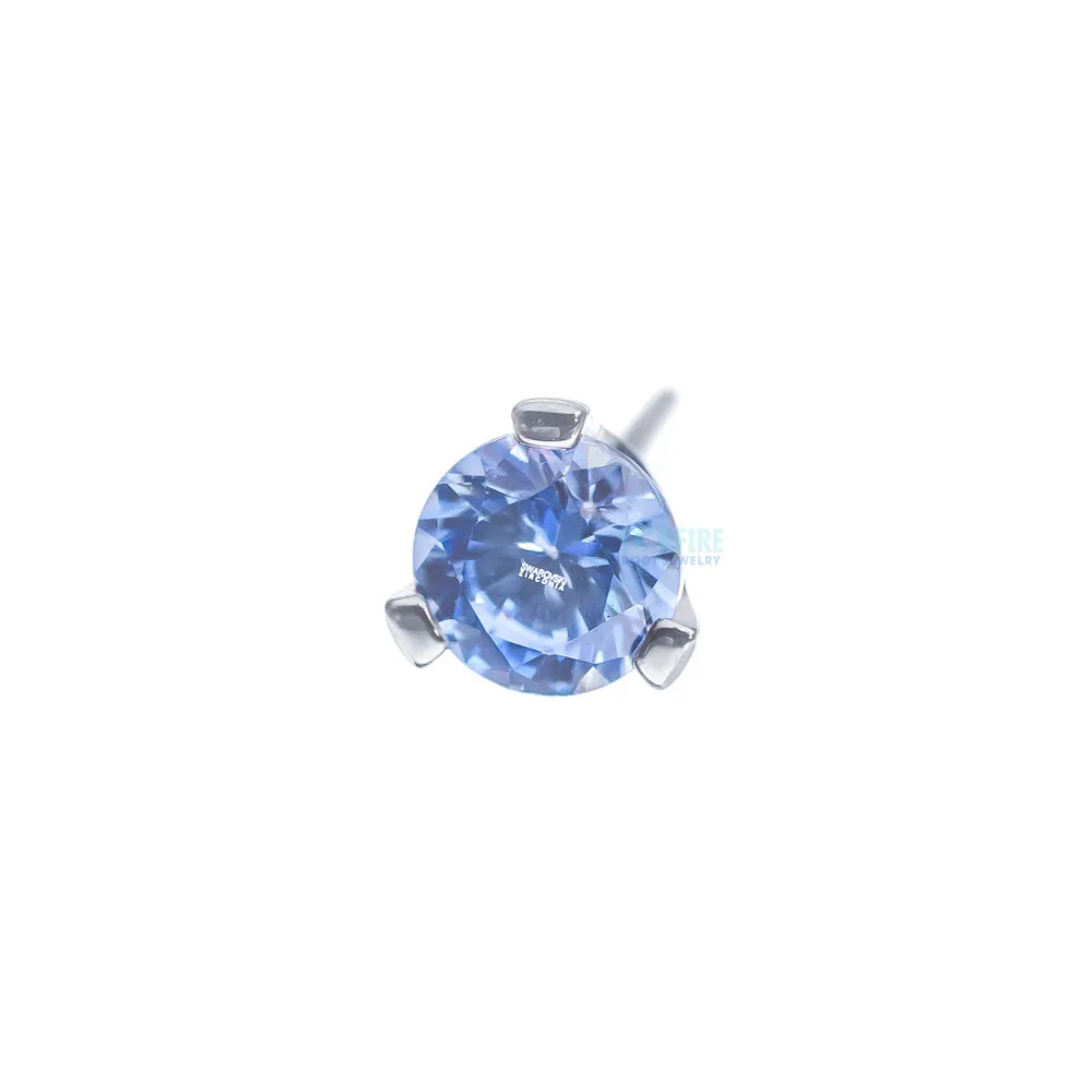 threadless: 2.5mm 3 Prong-Set Faceted Gem End