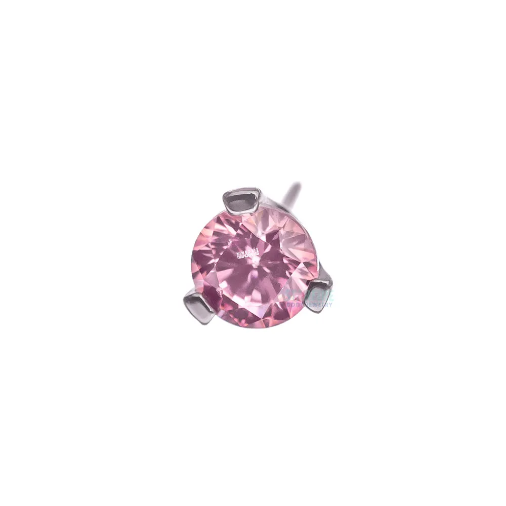 threadless: 2.5mm 3 Prong-Set Faceted Gem End