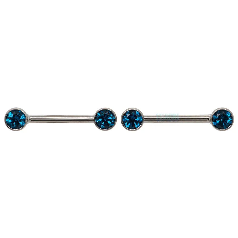 threadless: Brilliant-Cut Gems Side-Set Nipple Barbells in Bezels - pair