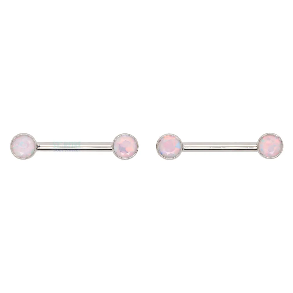 threadless: Brilliant-Cut Gems Side-Set Nipple Barbells in Bezels - pair