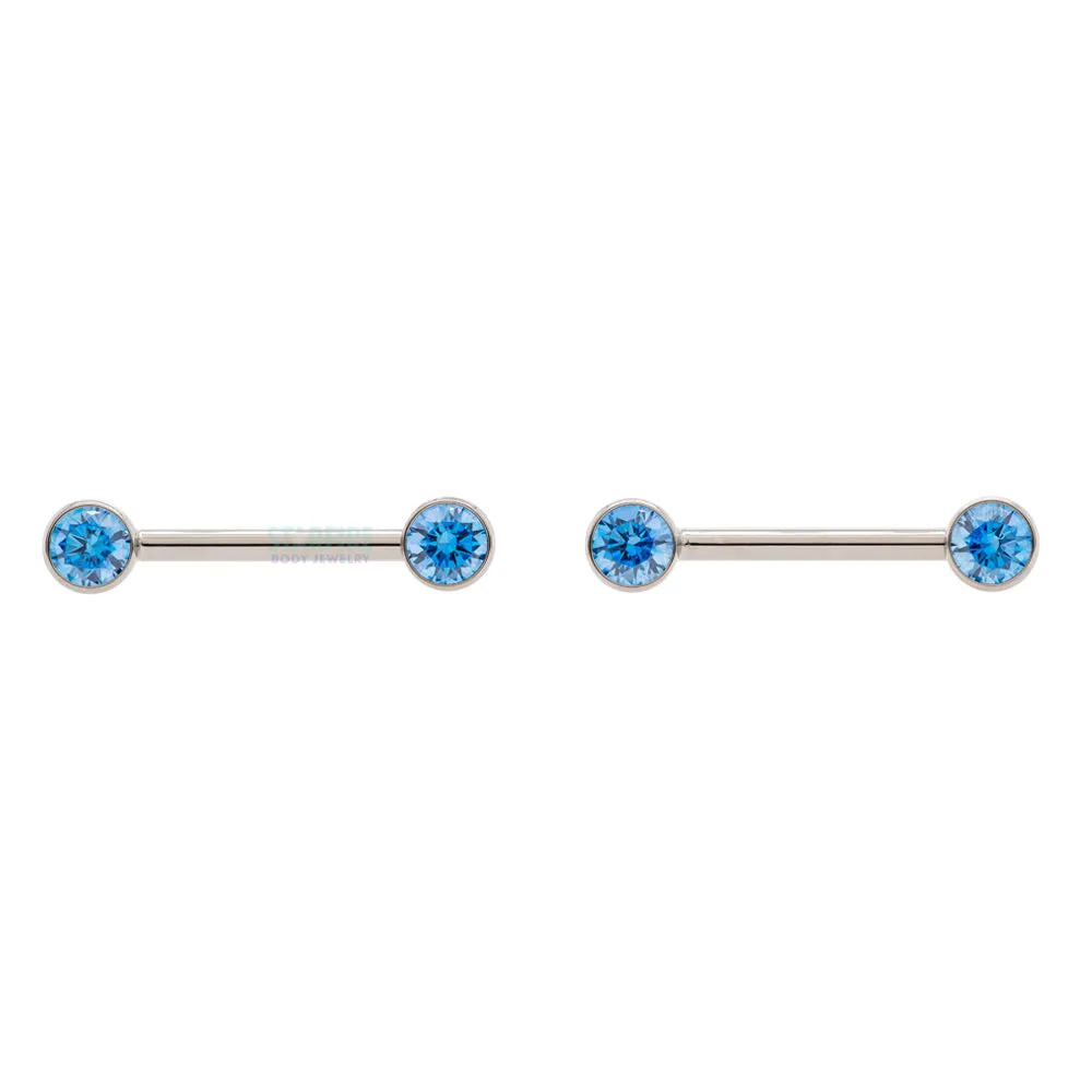 threadless: Brilliant-Cut Gems Side-Set Nipple Barbells in Bezels - pair