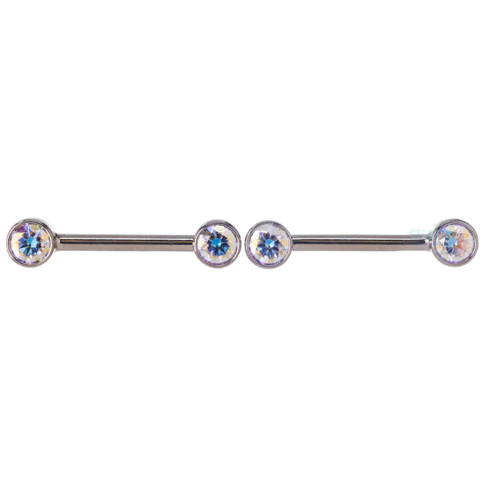 threadless: Brilliant-Cut Gems Side-Set Nipple Barbells in Bezels - pair