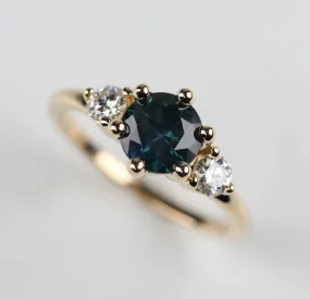 Three Stone Ring with Montana Sapphire