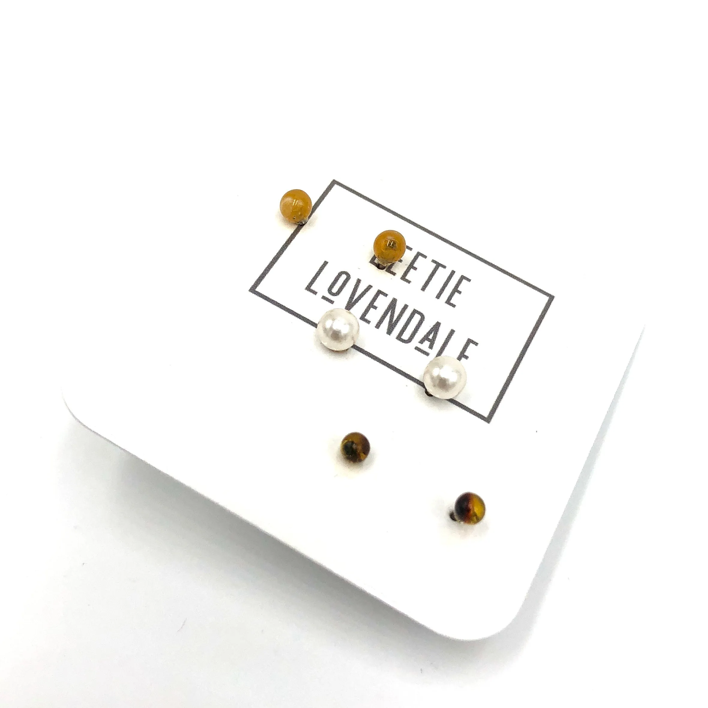 Tortoise & Honey Tiny Studs Earrings Set