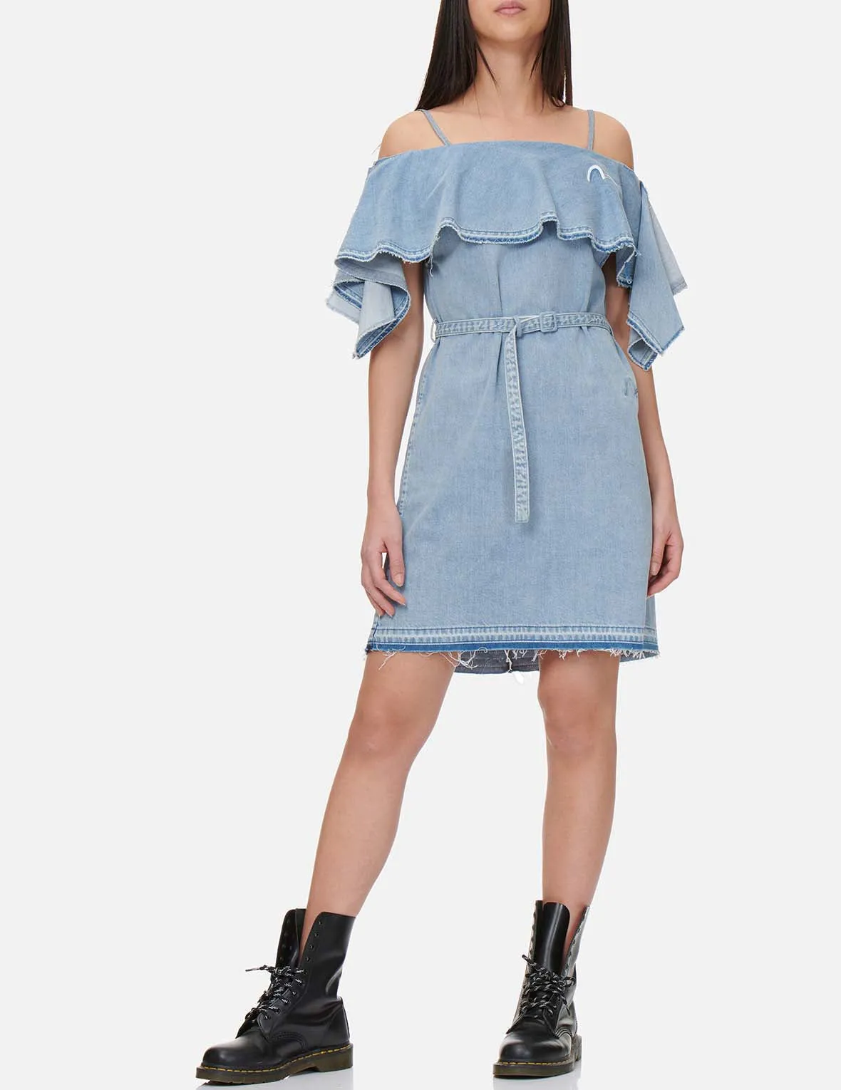 Two Way Cold Shoulder Denim Dress