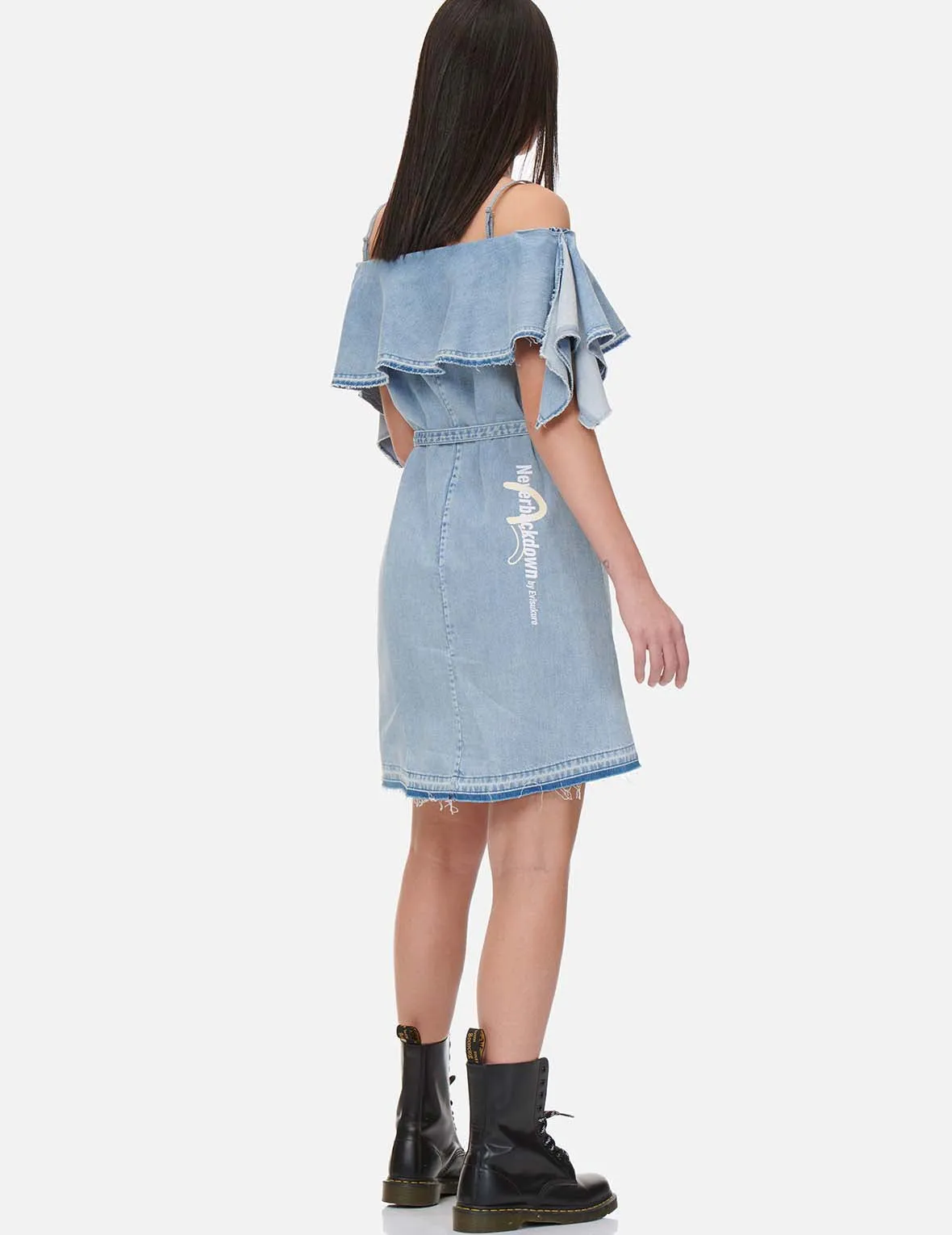 Two Way Cold Shoulder Denim Dress