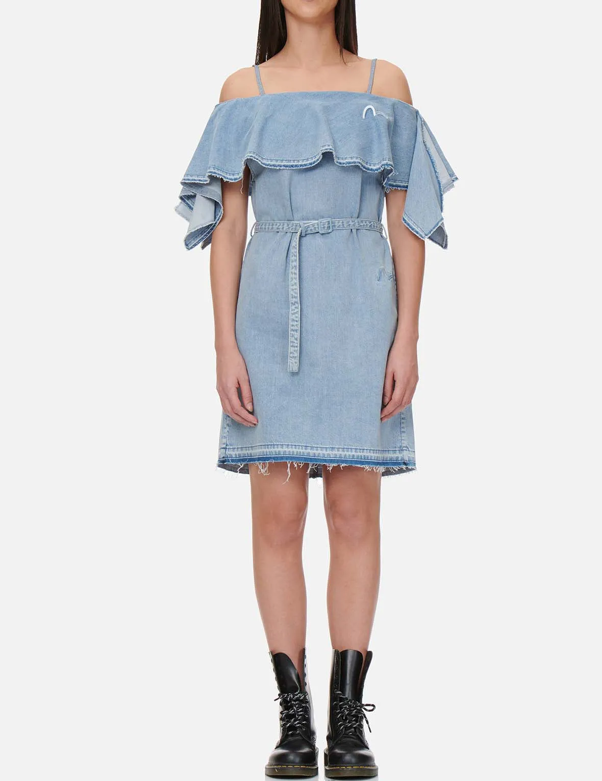 Two Way Cold Shoulder Denim Dress