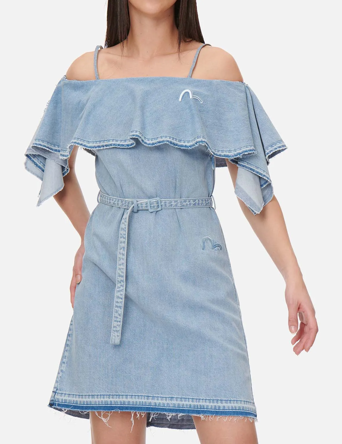 Two Way Cold Shoulder Denim Dress