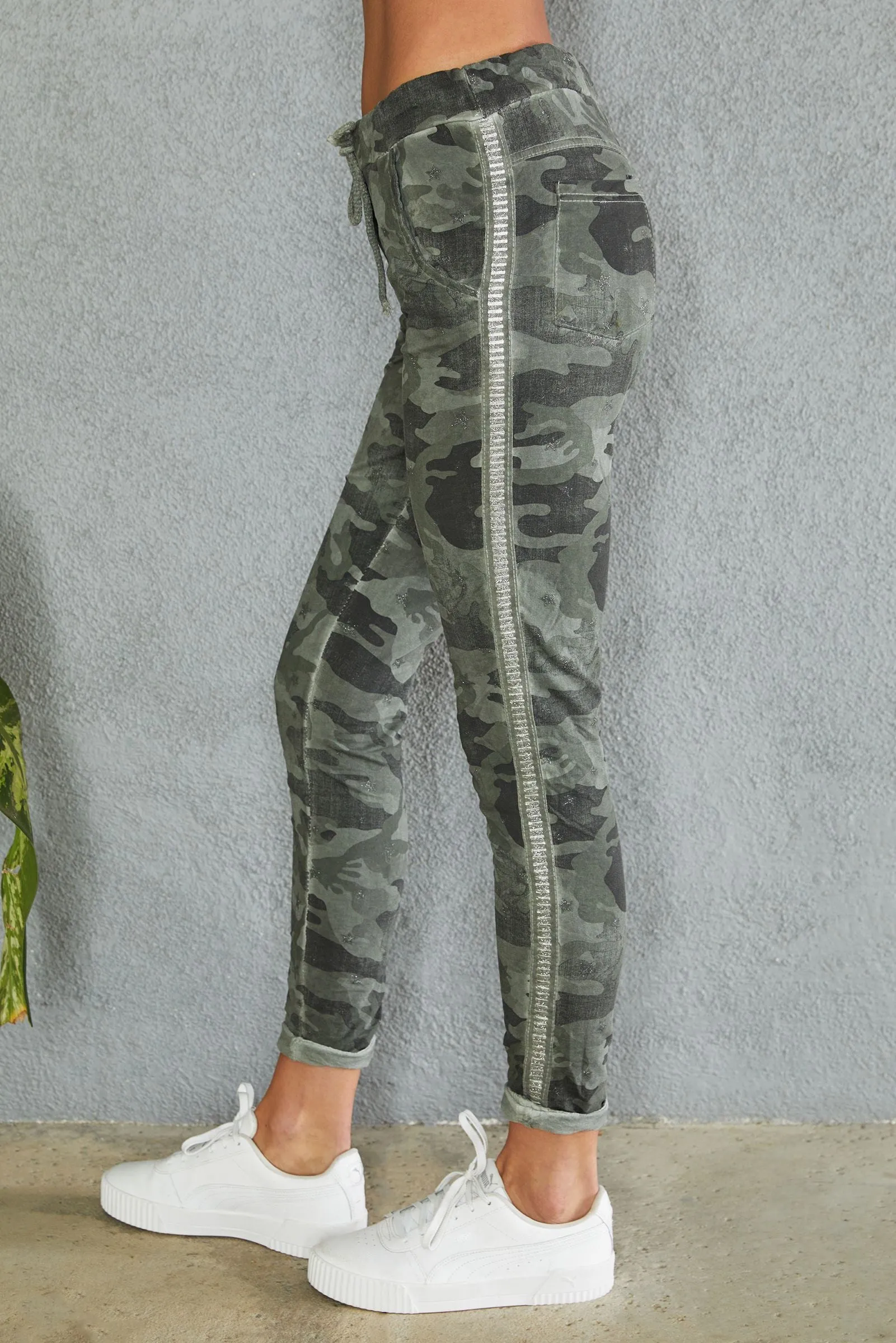 Venti6 Fringe Hem Crinkle Jogger