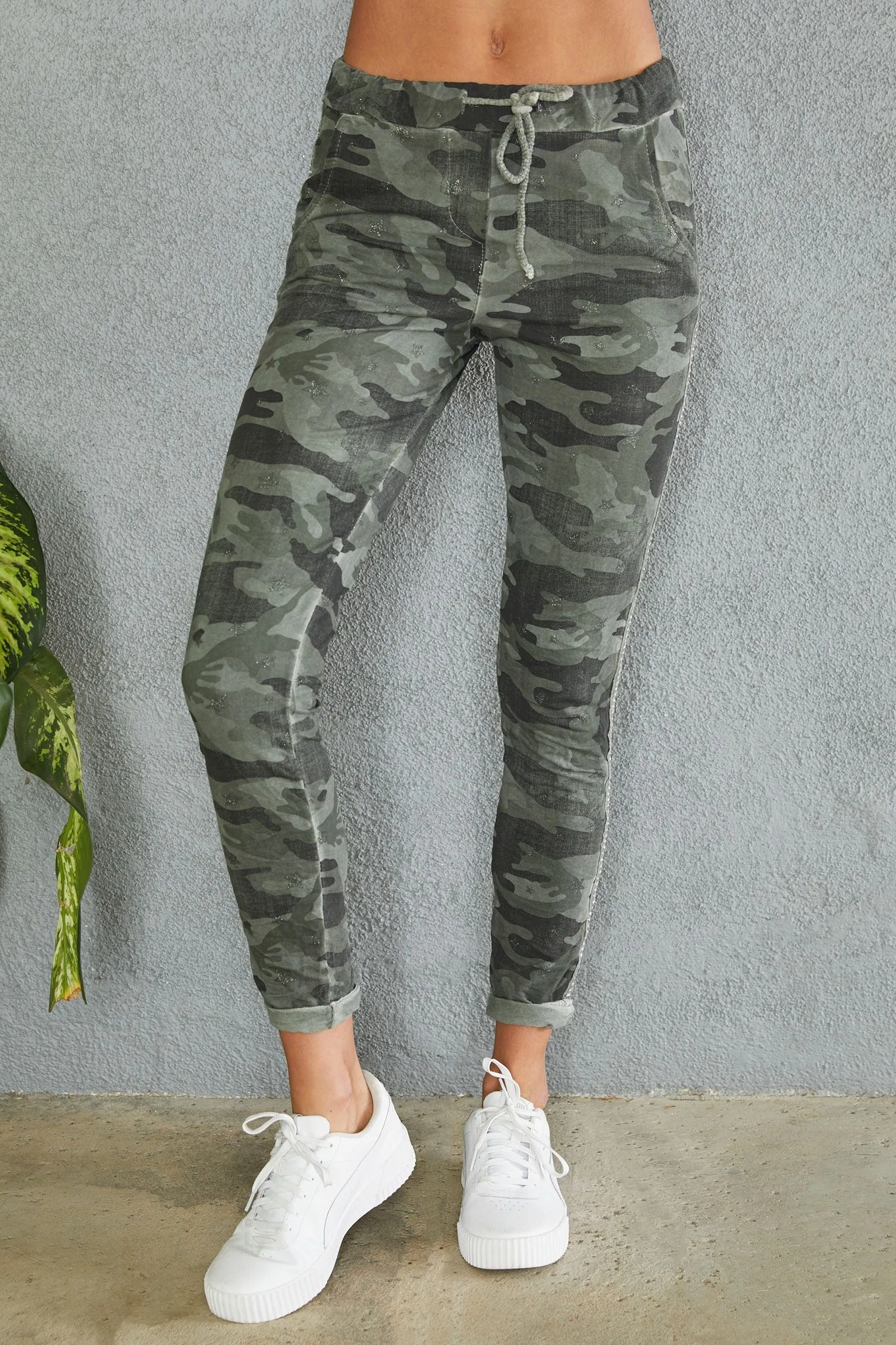 Venti6 Fringe Hem Crinkle Jogger