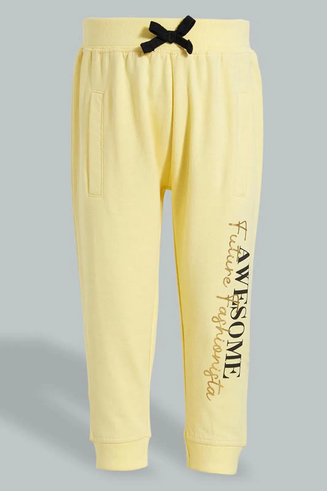 Yellow Embroidered Jogger Set (2 Piece)