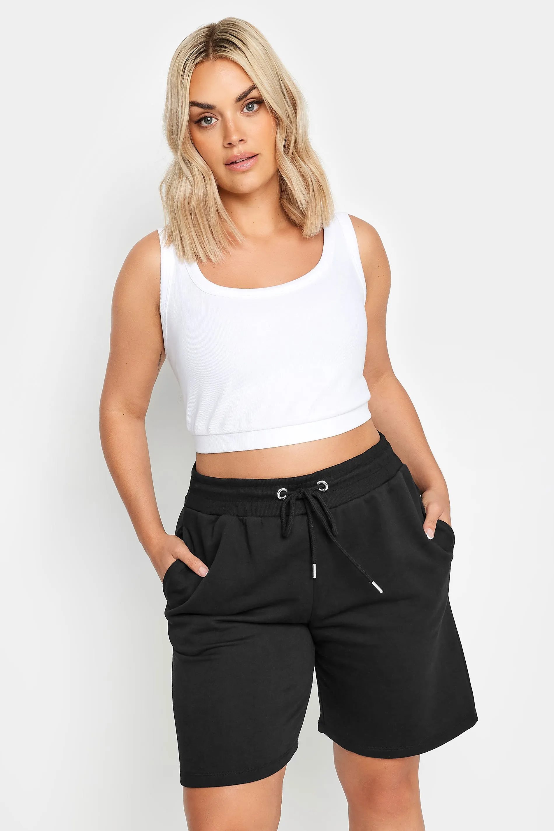 YOURS Curve Black Elasticated Jogger Shorts