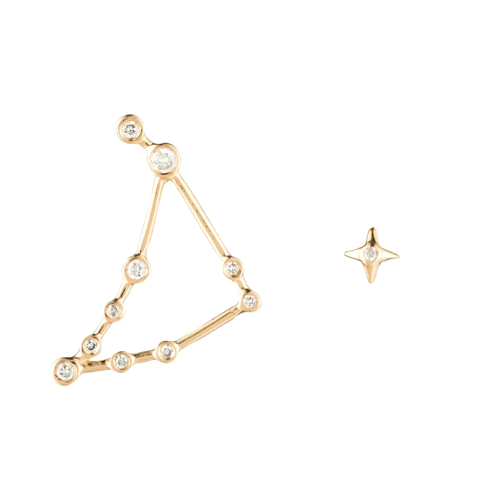 Zodiacs 14K & Diamond Capricorn + Earth Stud Set