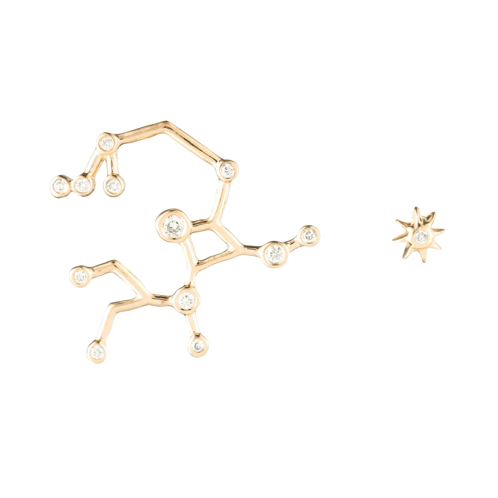 Zodiacs 14k & Diamond Sagittarius + Fire Stud Set